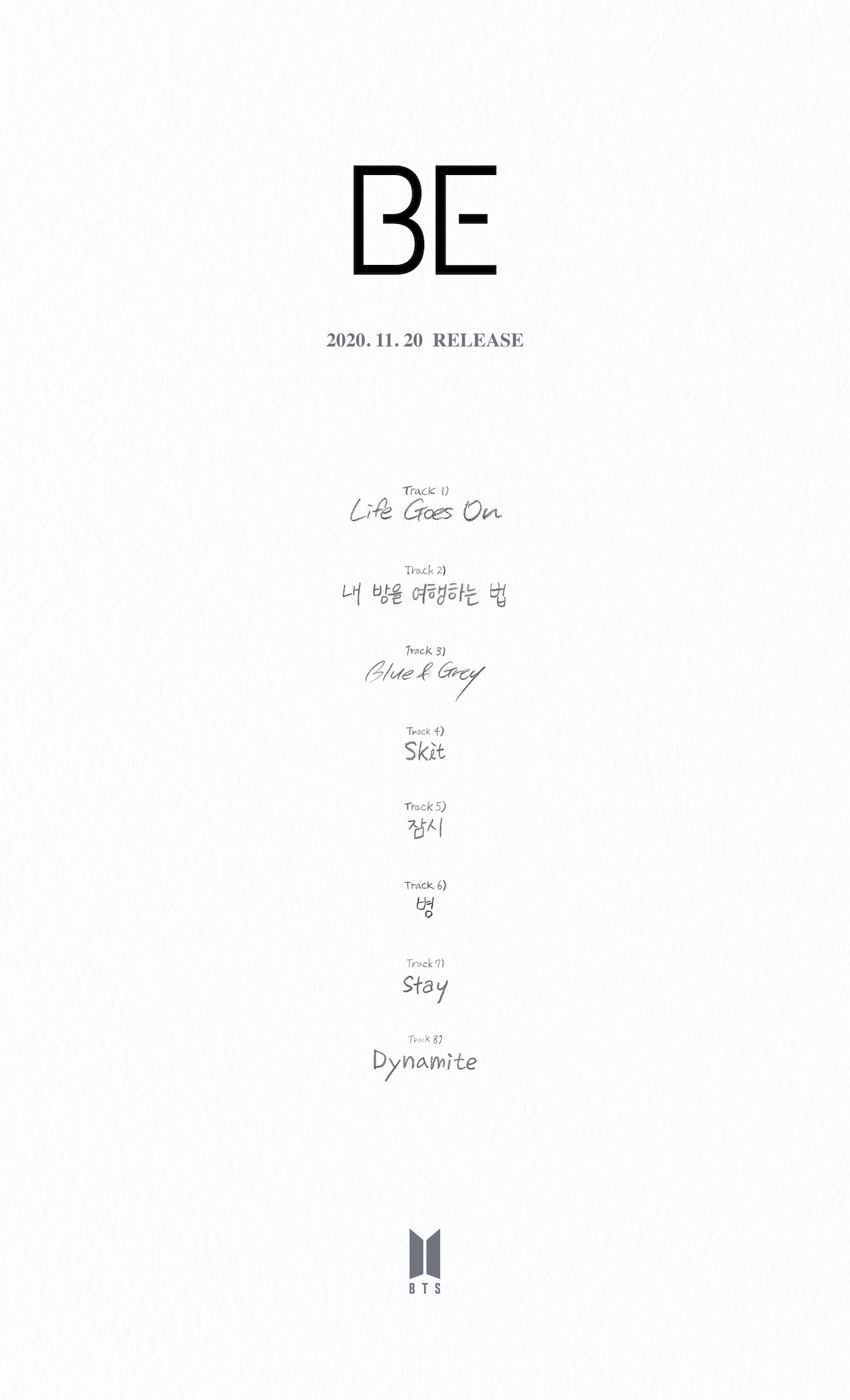 bts be album TRACKLIST BTS Reveal Tracklist for New Album BE (Deluxe Edition)