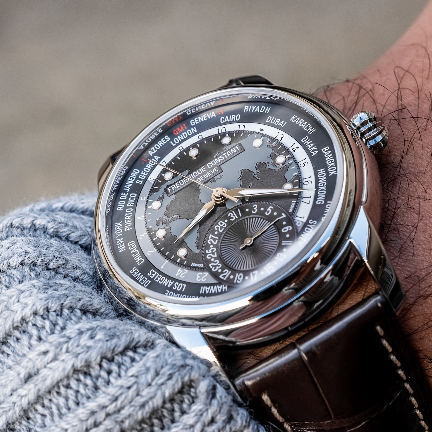 Frederique Constant Worldtimer Manufacture Watch With Gray Dial Watch Releases 