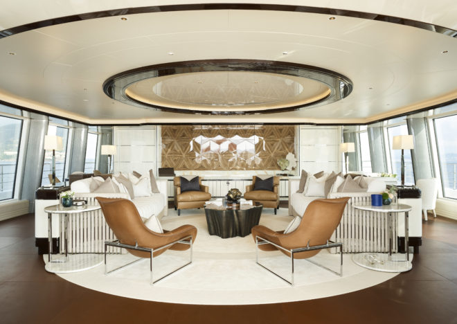 Abeking: On the upper deck, the aft lounge is an elegant social area