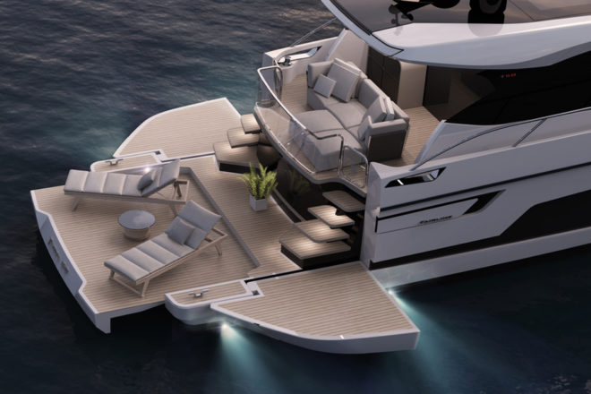 Fairline has described the Targa 58 GTB as its first beach-club yacht