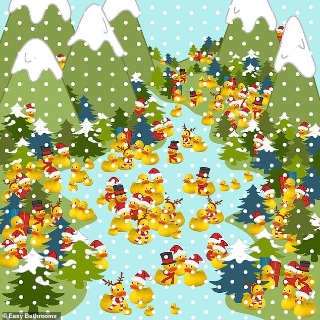 Another brainteaser, created by Easy Bathrooms, challenges puzzlers to find the duck with the santa suit and beard