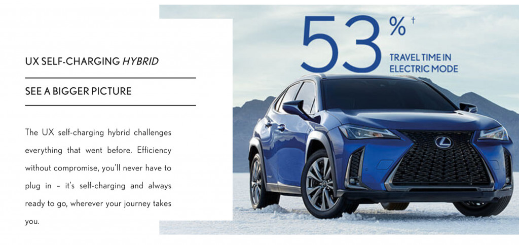 Lexus UX hybrid - UK consumer site - January 2020