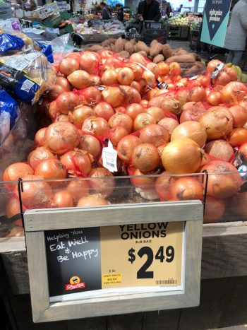 Onions for sale at Shop-Rite for 83¢ a pound