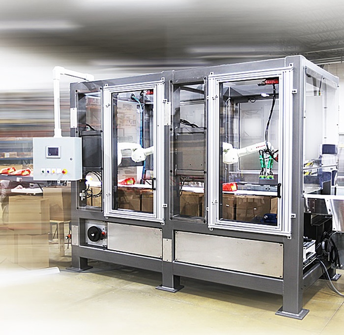 MWES robotic food product case packer machine. Credit: MWES