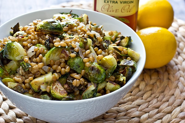 Lemony Wheat Berries with Roasted Brussels Sprouts Recipe