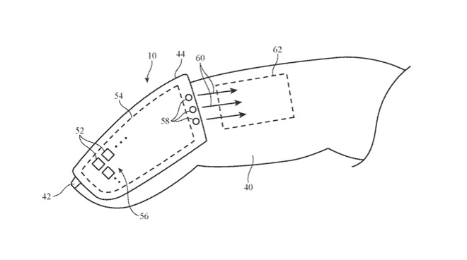 Detail from a patent showing how sensors could be worn on a user's finger.