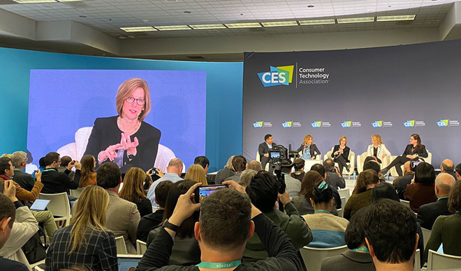 Jane Horvath participates in privacy roundtable at CES 2020. | Source: Parker Ortolani via Twitter