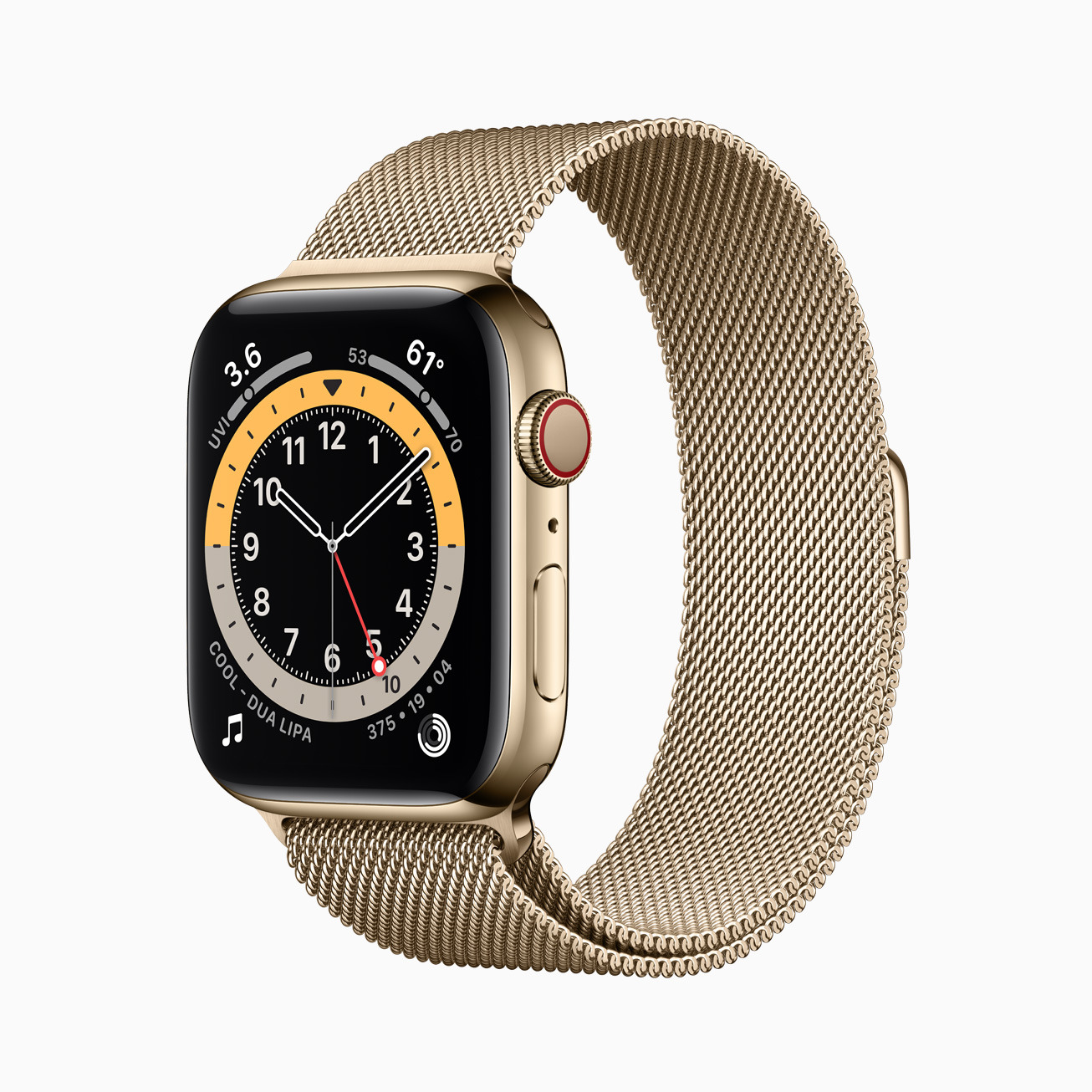The Apple Watch Series 6 in a Stainless Steel gold-colored case. 