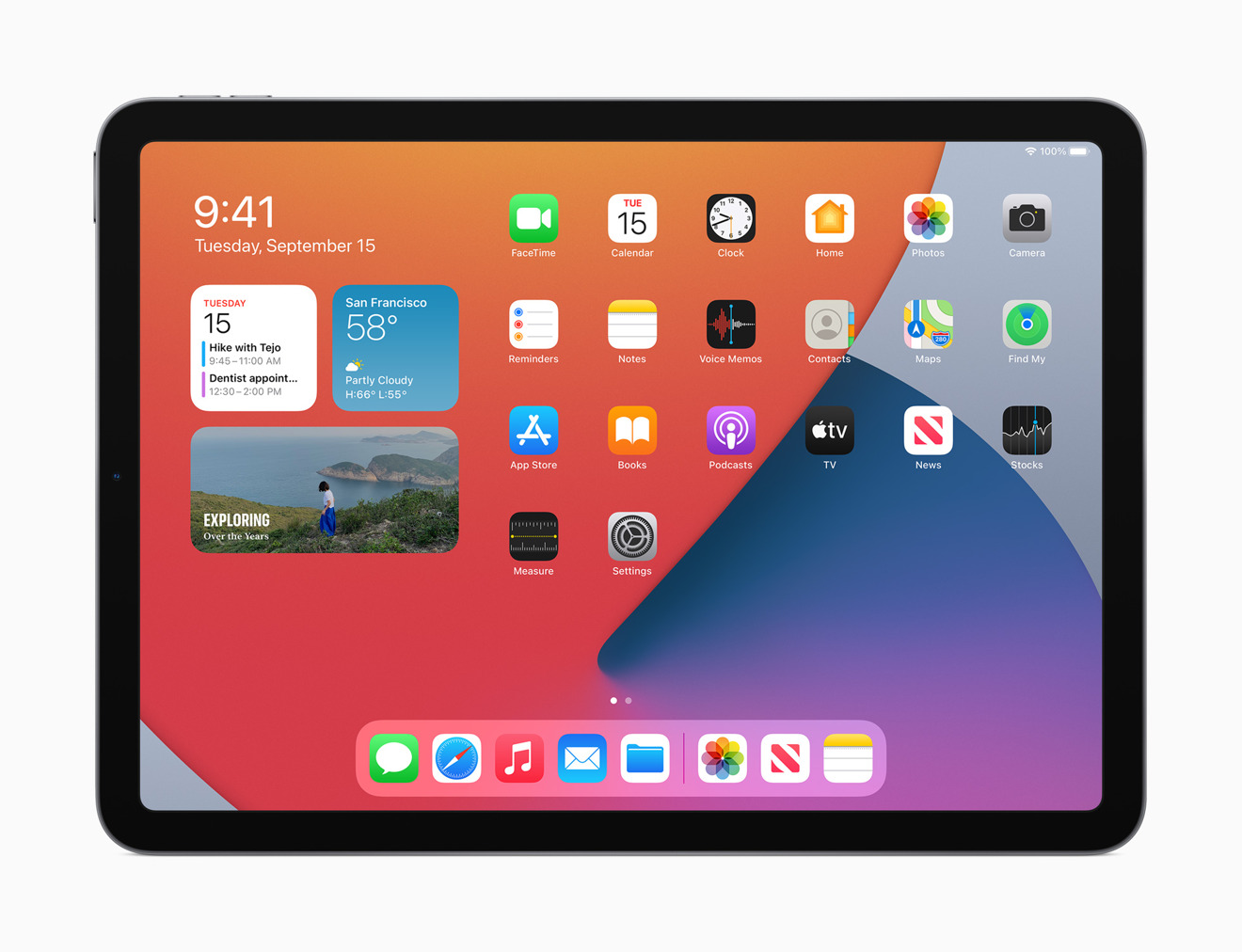 The iPad Air with the iPadOS home screen
