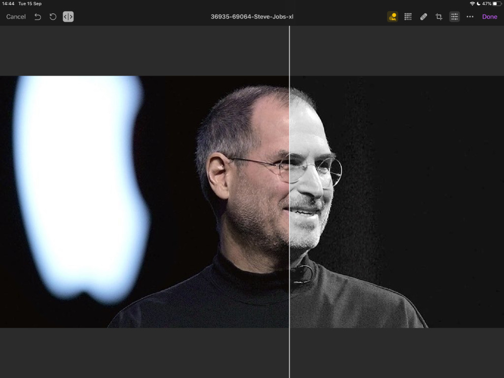 Pixelmator Photo's Machine Learning features &mdash;  like this ML Match Color one &mdash;  now have a Quick Comparison slider to let you see your improvements