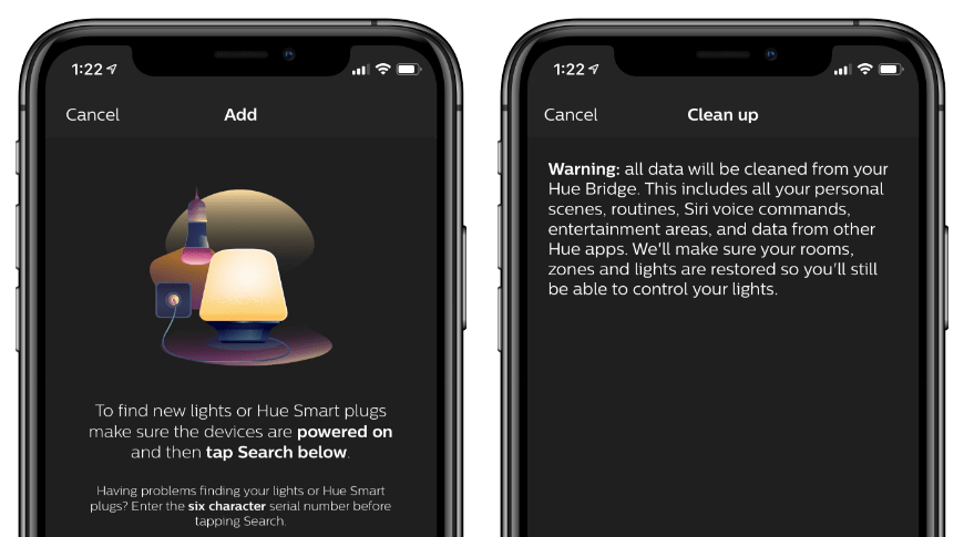 The Philips Hue app does not offer much help when troubleshooting issues