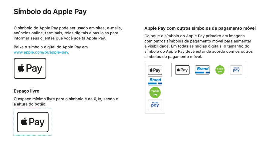Extract from a design document showing Mexican businesses how to display and use Apple Pay logos