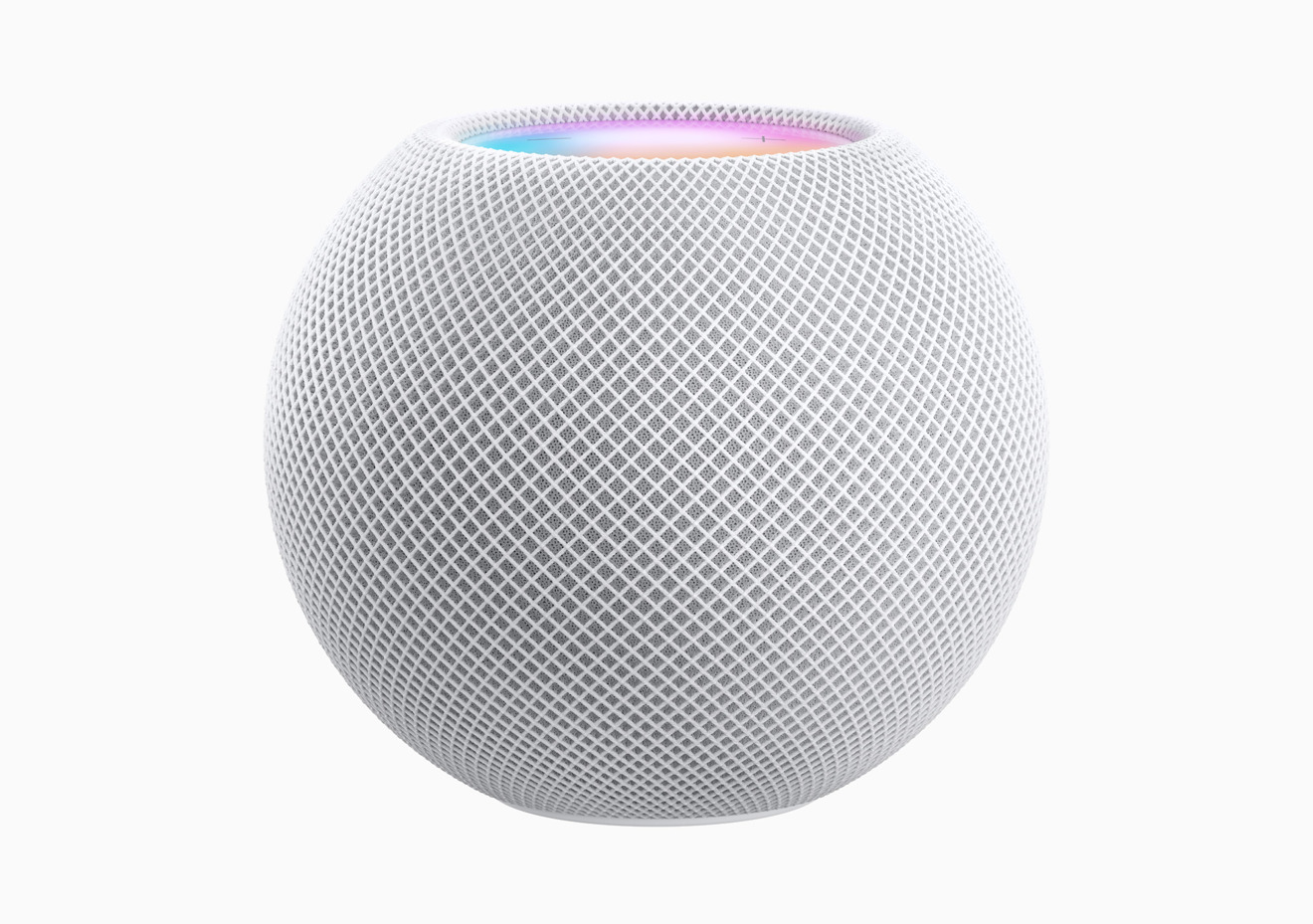 The HomePod mini is spherical, with two cutouts for the screen and to stop it rolling away.