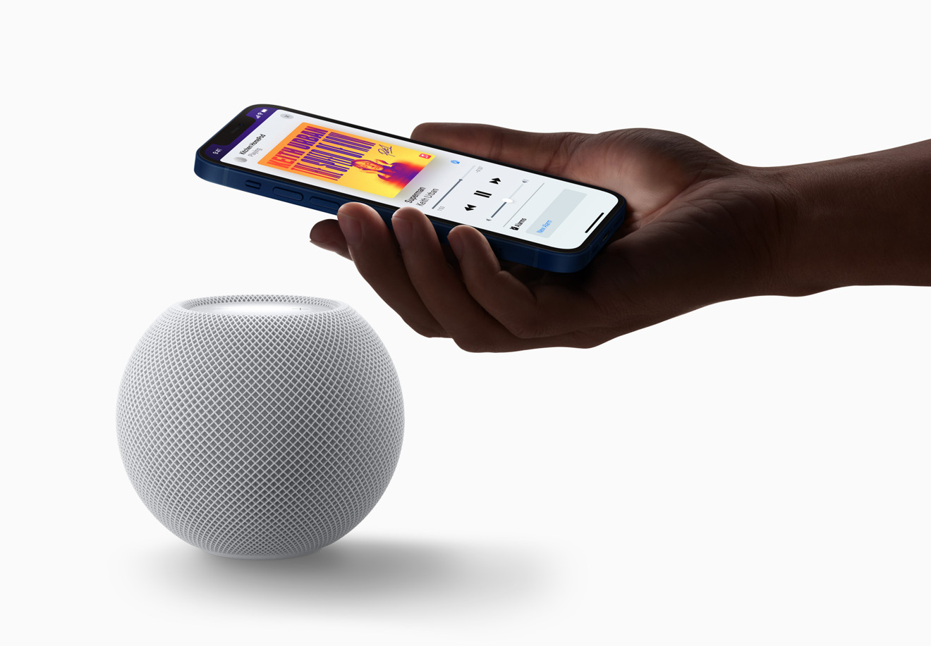 You can still hand off music by moving an iPhone nearby the HomePod mini. 
