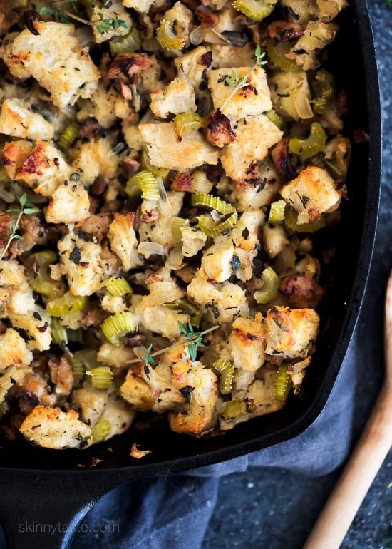 Chicken Sausage and Herb Stuffing – this is the best Thanksgiving stuffing recipe!